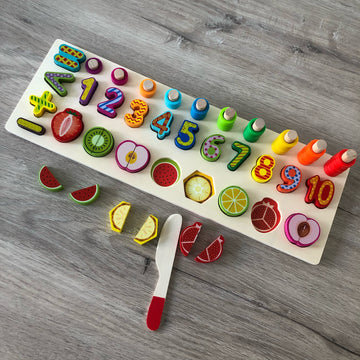 Educatieve Houten Cijfer- en Fruit Puzzel