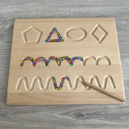 Houten nummer- & vormenbord / Montessori tracing bord